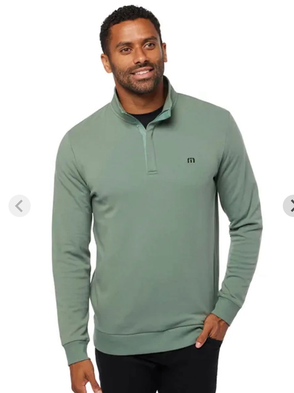 TravisMathew Cloud Quarter Zip 2.0 - Heather Balsam Green Size Medium